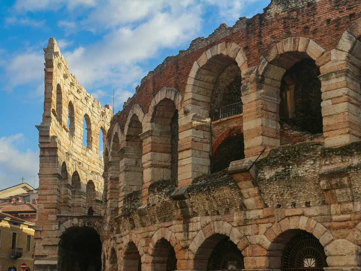 Roman amphitheatre in Verona with stone arches